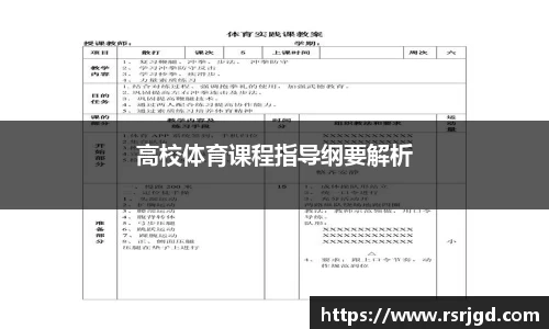 高校体育课程指导纲要解析